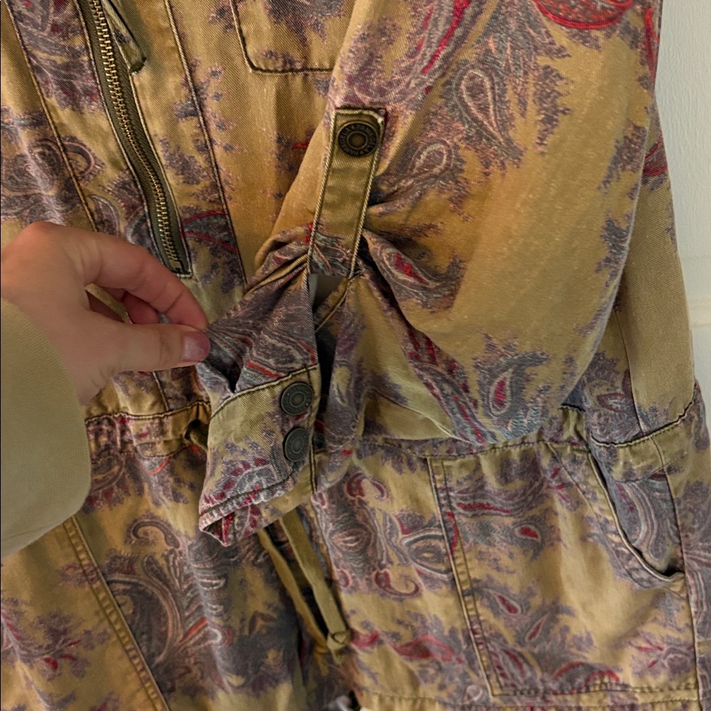 Pam & Gela Paisley Romper | Utility Style | Long Sleeve | Boho Chic - Picture 6 of 7